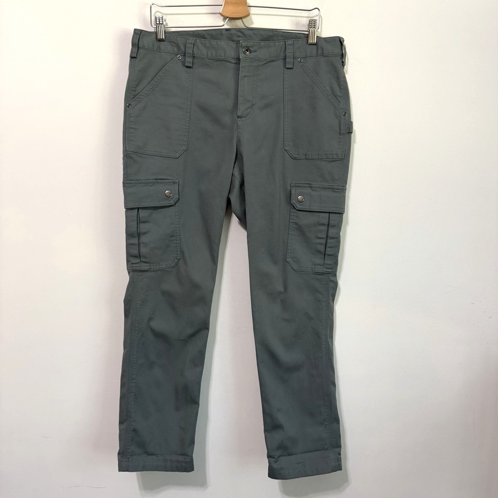 Duluth Trading Womens Cargo Pants 12 x 29 Slate Blue DuluthFlex Fire Hose Work
